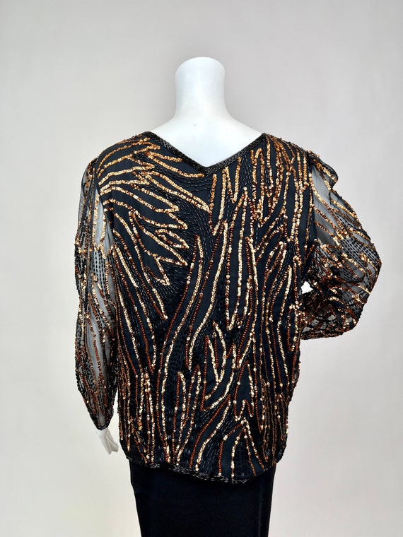 Vintage 1980s does 1920S Beaded and Sequins Long … - image 3