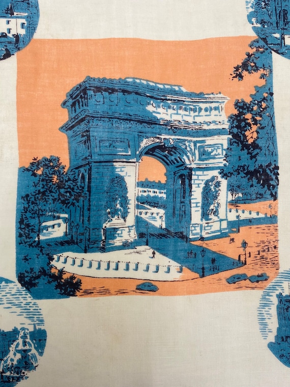 Vintage Linen Paris France Kimball novelty hankie… - image 5
