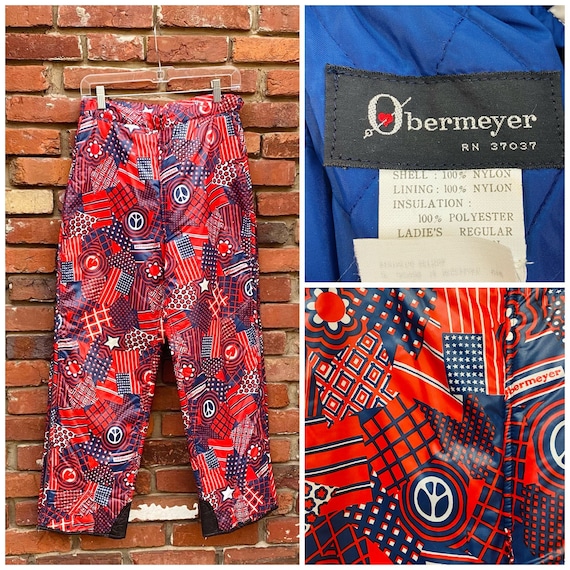 Vintage 1960s Obermeyer Patterned Ski Snow Pants … - image 1