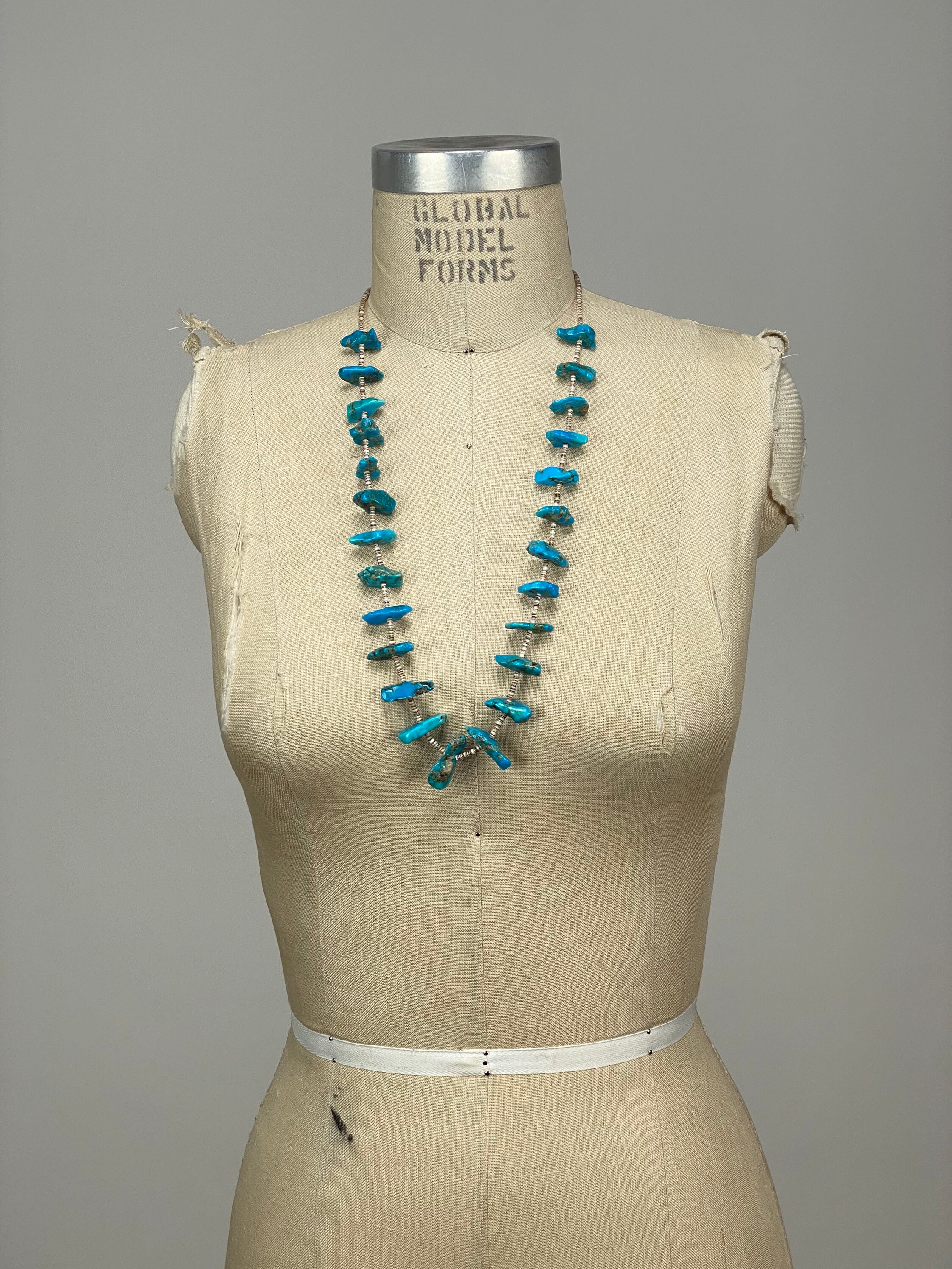 Rare Vintage Santo Domingo Turquoise Slabs Heishi Necklace Rare Vintage Santo Domingo Turquoise Slabs Heishi Necklace