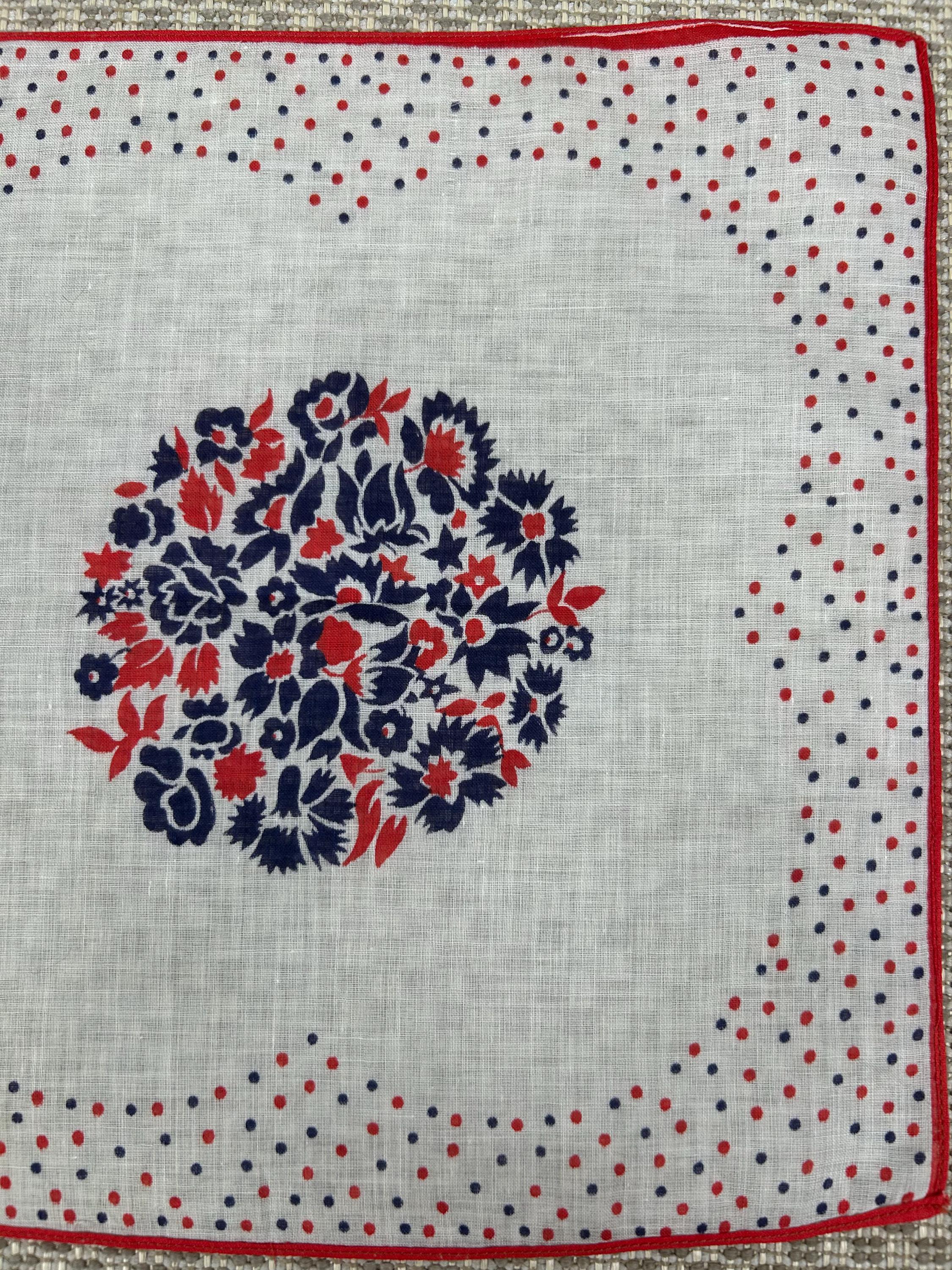 Mouchoir Vintage Carlo Valentino, Coton Bleu Marine, Motif Border Paisley, 18x18 Pouces