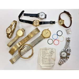 Vintage ladies wrist watch lot for parts repair TIMEX Oris Citizen AS IS image 1