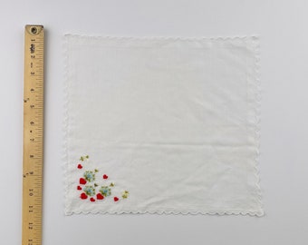 Corner embroidered blooming hearts Vintage Valentine's Day novelty hankie Handkerchief Hankie