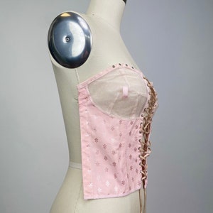 Rare Vintage early 1900s Spirella Corset front, bustier, lace up undergarment, body shaper, pale blush pink image 5