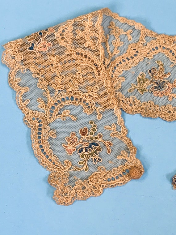 Antique 1930s 1920s handmade Chantilly Lace Flora… - image 7