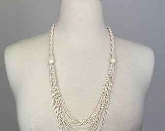 Collier Long Vintage Perles Bakélite Ou Résine Style Ambre Jaspe - Occasion Bon état