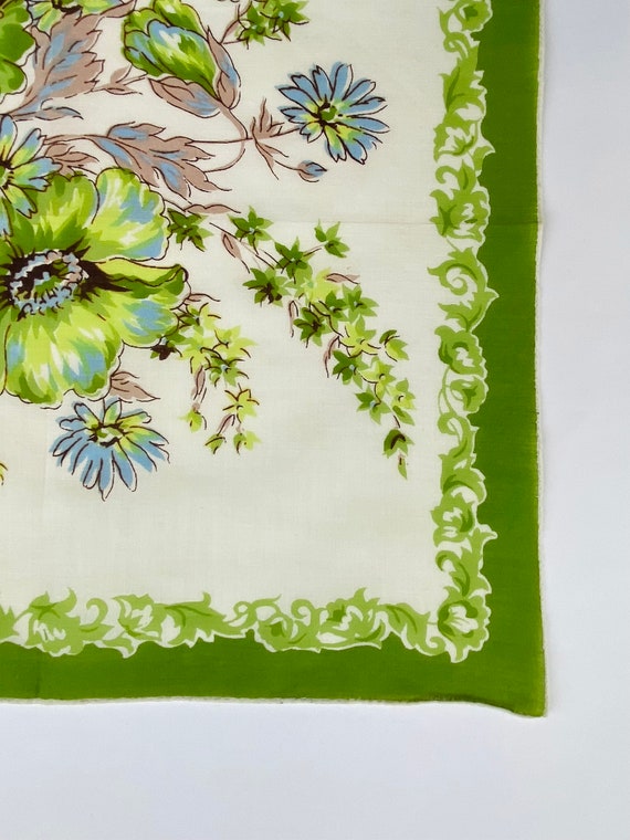 Lime Green Poppy and Daisy Floral Cotton Hanky Ha… - image 5