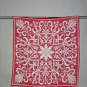 Vintage 1970s Anne Klein for Vera Silk Scarf Square with Hand Rolled Hems Red White Paisley Floral