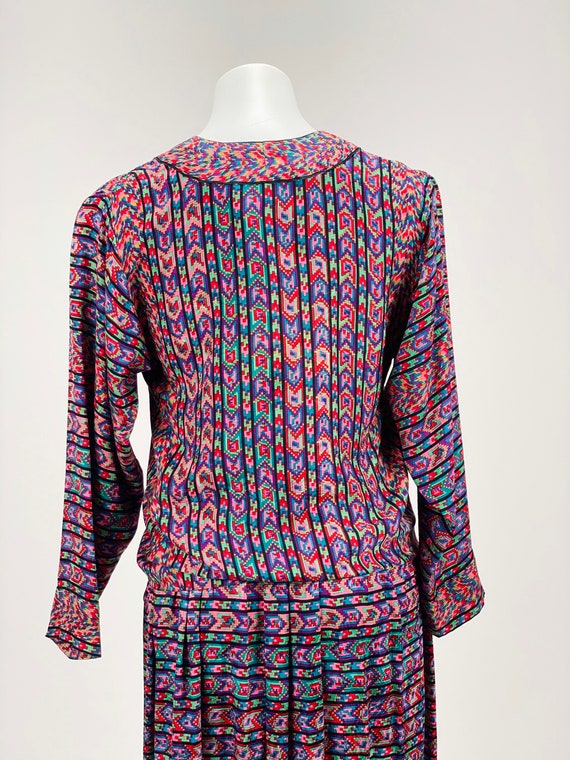 Vintage ODLR Oscar de la Rents silk bright geomet… - image 3