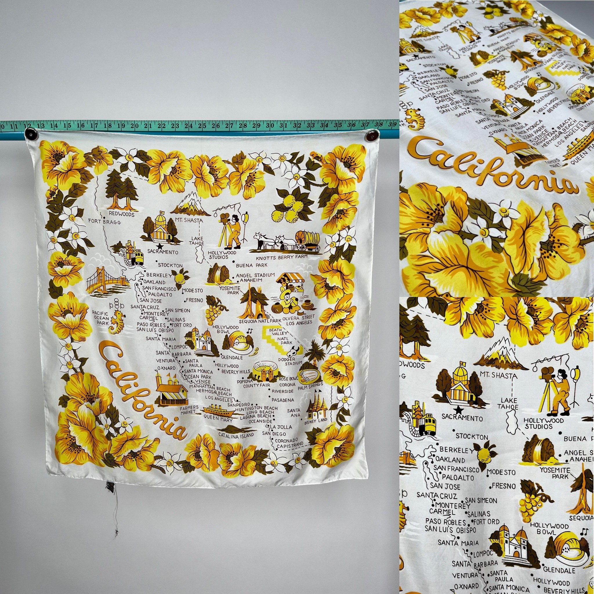 小物 SS09 used flower scarf Vintage 1960s Home Lines Silk Scarf With Large Tropical