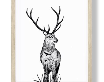 8 x 10 Illustrated Elk Print