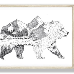 8 x 10 Illustrated Bear Print