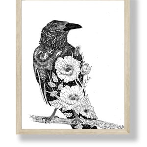 8x10 Illustrated Crow Print