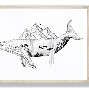 8 x 10 Illustrated Humpback Whale Print