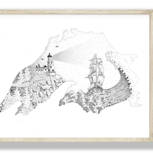 8 x 10 Illustration of Lake Superior Print