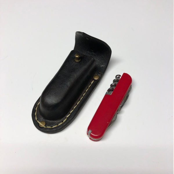 Pocket Knife - 11 tools  (Victorinox Style) with Custom Genuine Leather Sheath