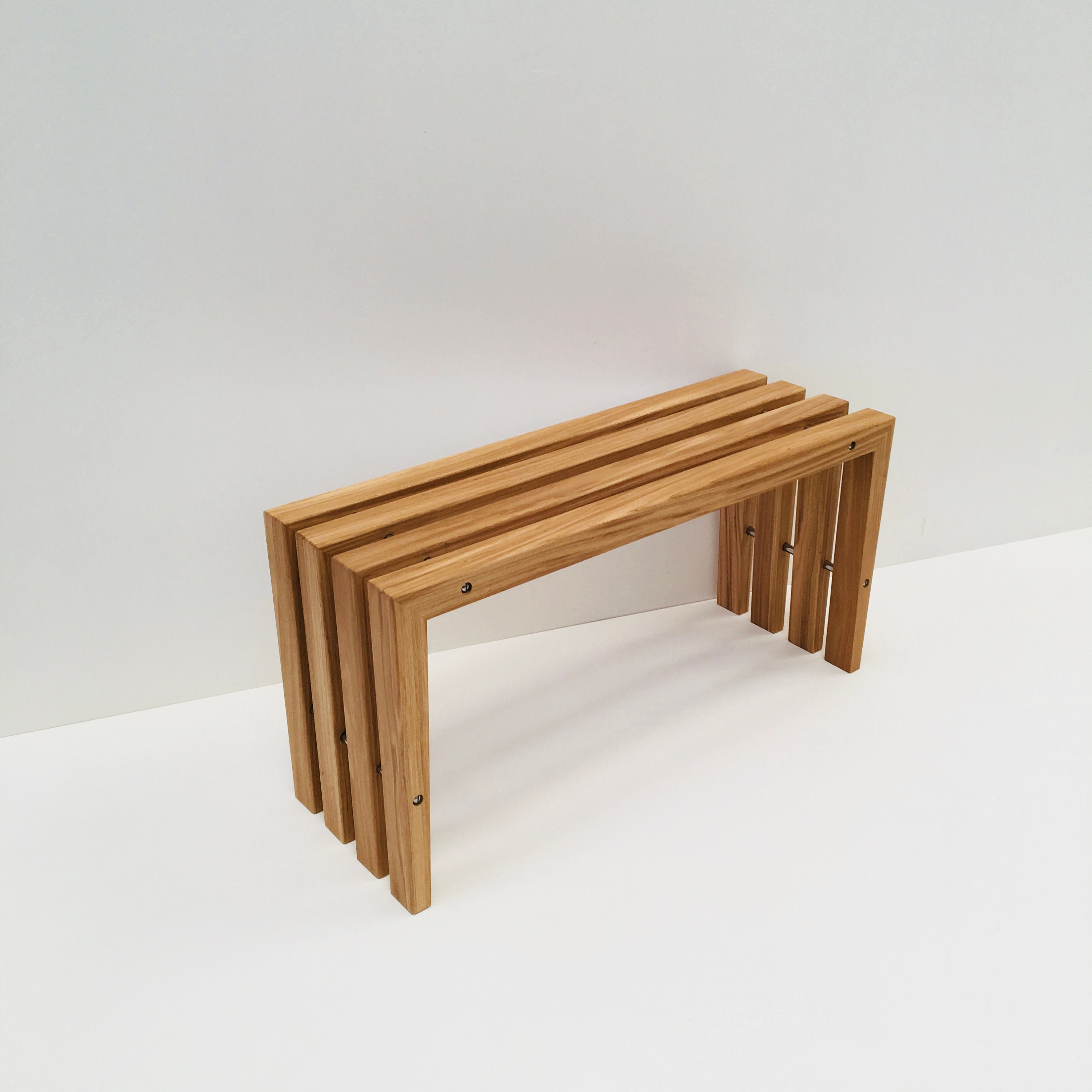 Wooden Hallway Bench in Oak Slatted Wooden Bench Modern Etsy UK