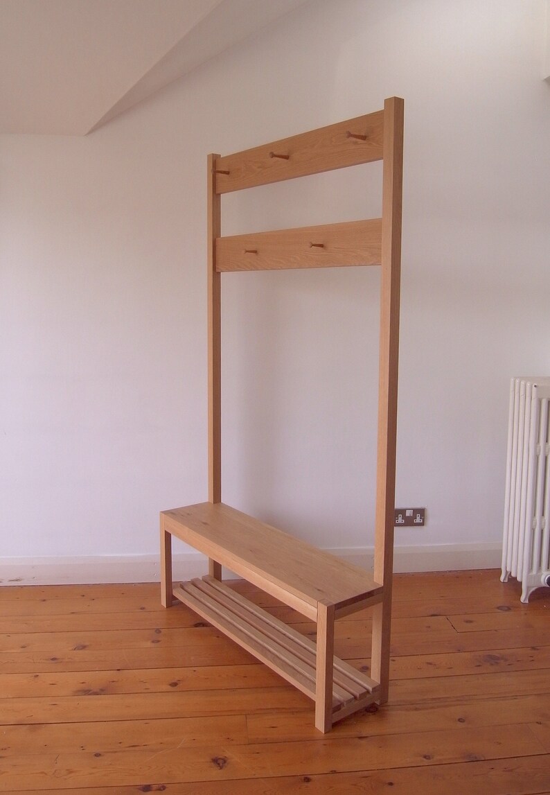 Oak Hallway Bench, Coat and Shoe Rack for Hallways, Entranceways or