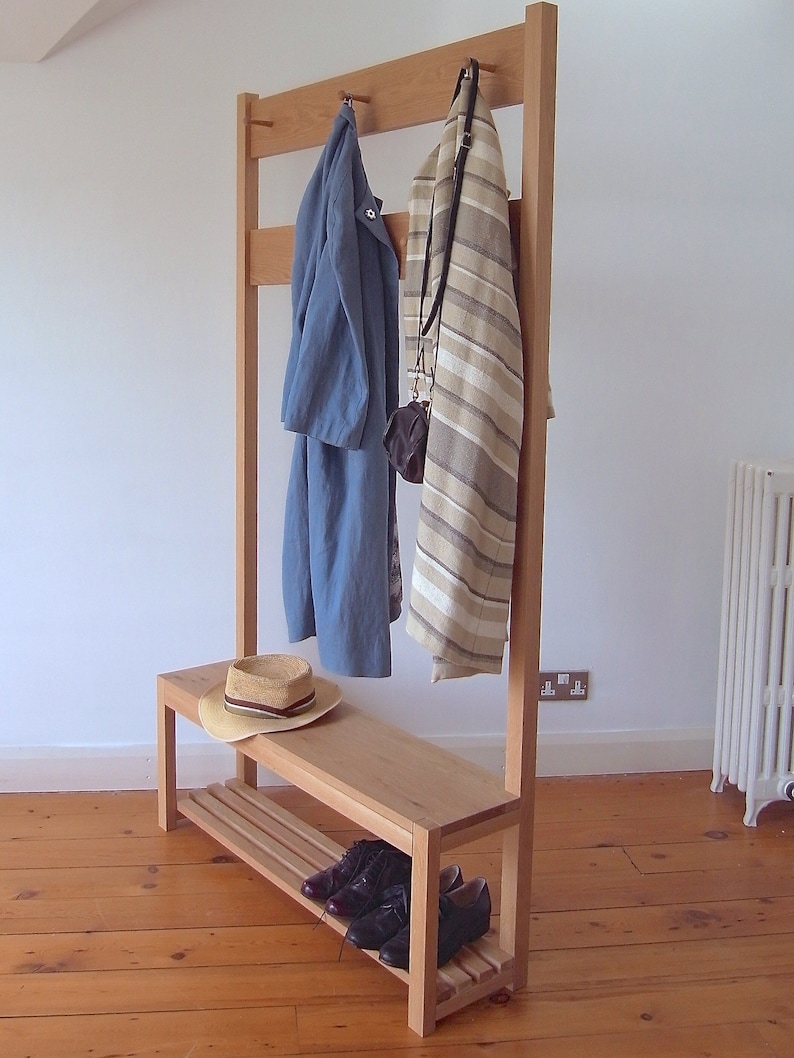 Oak Hallway Bench, Coat and Shoe Rack for Hallways, Entranceways or