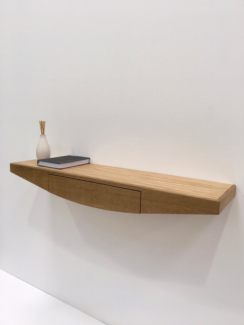 Hallway Console Table in Oak With Drawer Floating Modern Etsy
