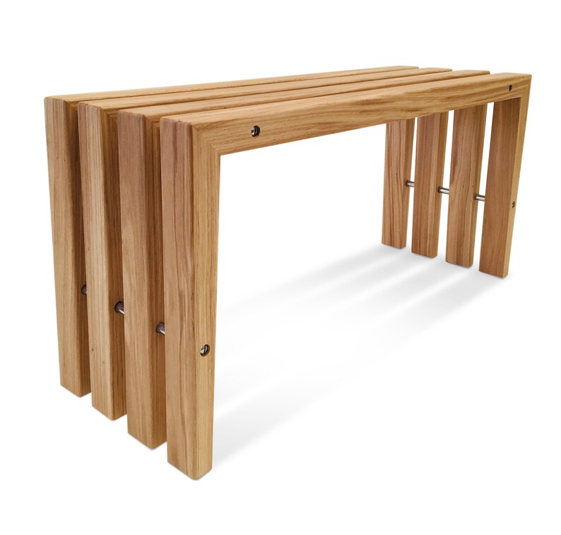 Wooden Hallway Bench in Oak Slatted Wooden Bench Modern Etsy UK