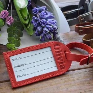 PERSONALIZED leather luggage tags/Wedding favor tag