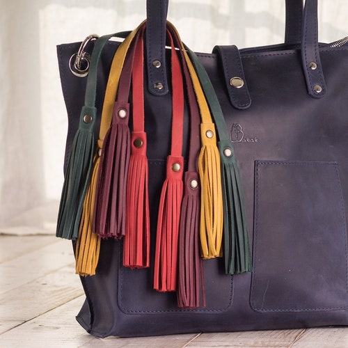 Leather Tassel KEYRING Keychain Tassel Purse Charm Handbag Etsy