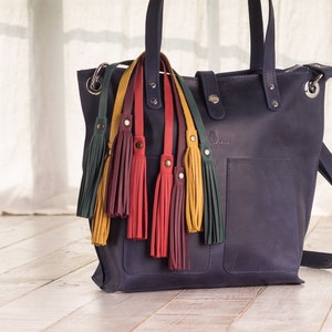 Leather tassel purse charm/Handbag charms/Purse decor image 1