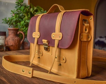 leather computer satchel