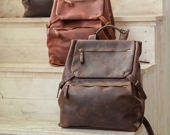 Full grain leather backpack for women & men | 3 Sizes | 11 Colors | FREE Personalization