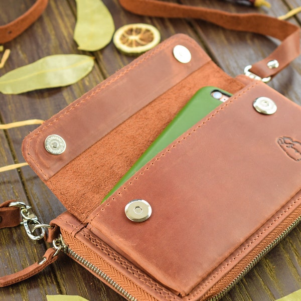 Leather crossbody travel wallet women/Zip phone wallet/Clutch crossbody purse/FREE personalization