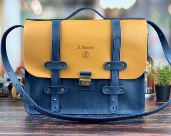 Personalized messenger bag for women & men | 2 Sizes | 9 Colors | Clasp on demand | Back pocket on demand | Logo on demand