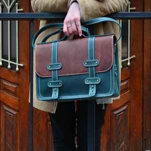 Leather briefcase women/Leather messenger bag women