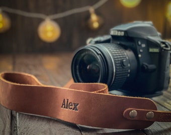 Personalized Leather Camera Belt | Custom Camera Strap | Gift | 2 Sizes + Custom | 14 Colors | 2 Types of Personalization