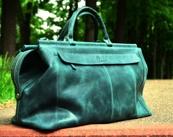 Full grain leather weekender bag women & men | 9 Colors | FREE Personalization