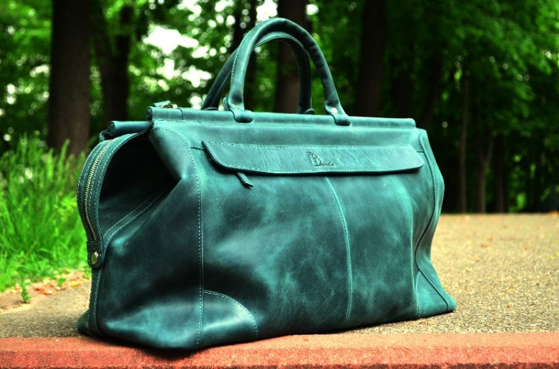 Emerald Green Luciano Leather Duffle Bag (New Weekender Design)