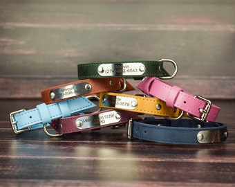 Leather dog collar with name/5 SIZES