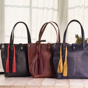 Leather tassel purse charm/Handbag charms/Purse decor image 3