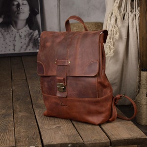 Full grain leather backpack women/Mens laptop backpack/PERSONALIZED leather