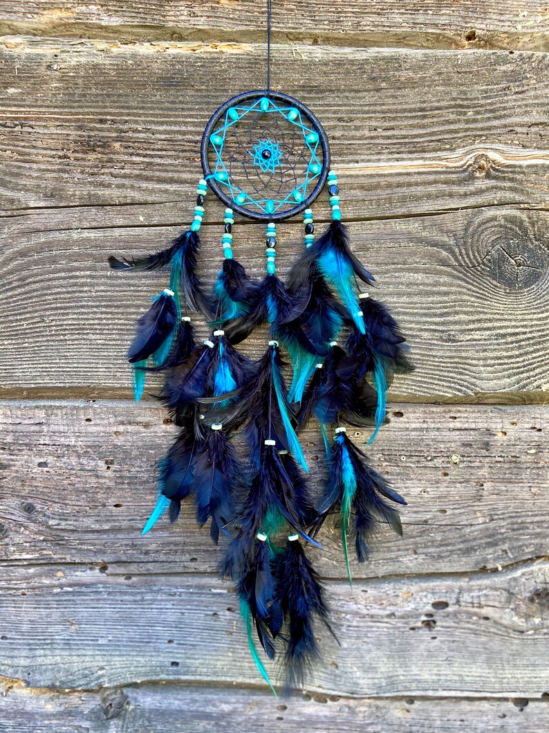 Turquoise Dream Catcher Blue Dreamcatcher Bohemian Decor Etsy