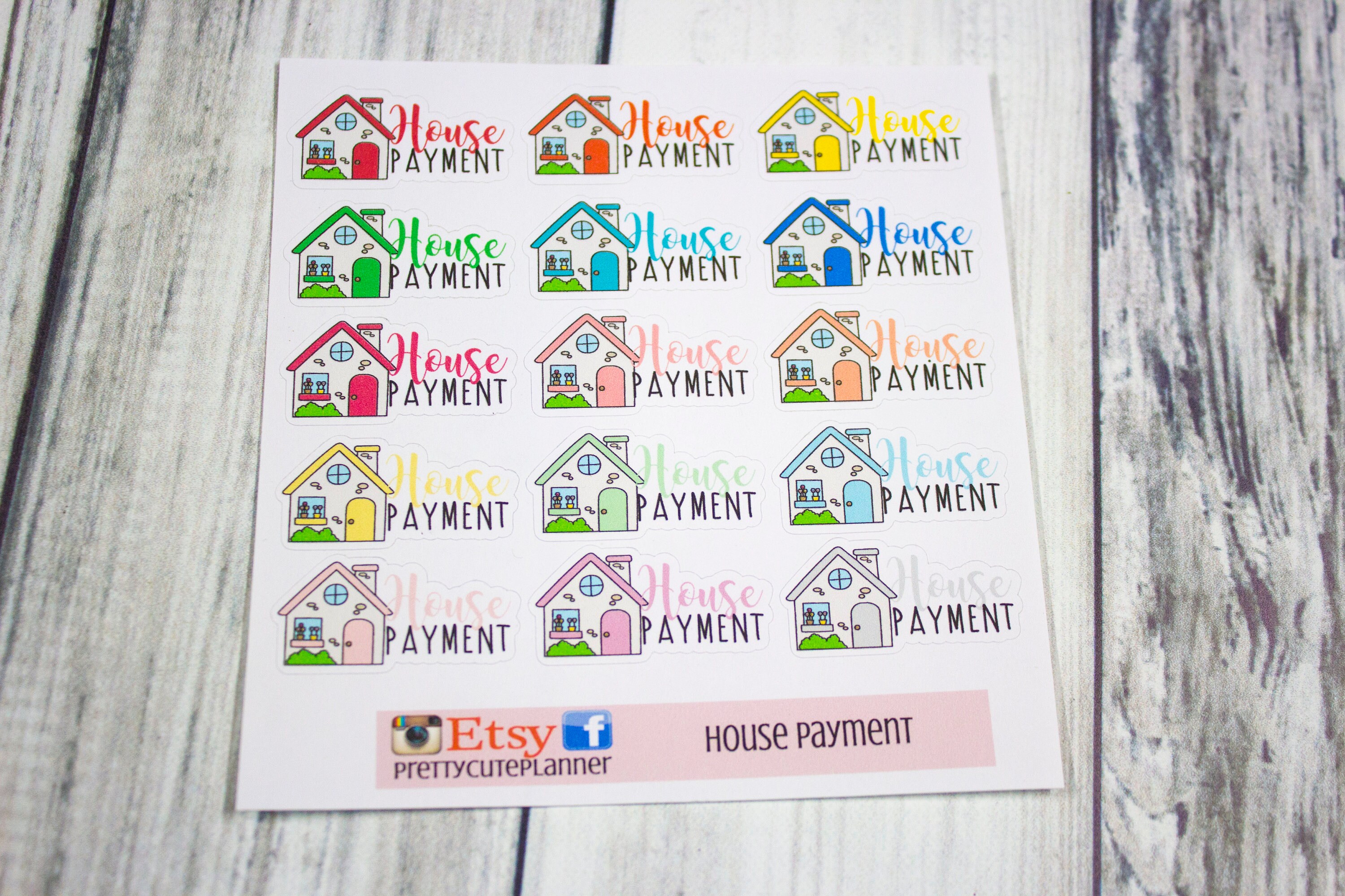 House Payment Planner Sticker Reminder Sticker Planner Etsy