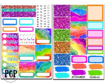 TPC Rainbow Agate Weekly Vertical Planner Sticker kit - Planner Stickers - Weekly Planner Kit