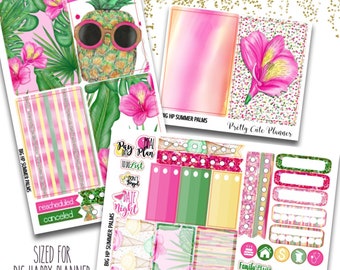 Sommer Palmen BIG Happy Planner Sticker - Weekly Planner Sticker Set - funktionale Aufkleber - tropischen Kurzurlaub Aufkleber - Sommer