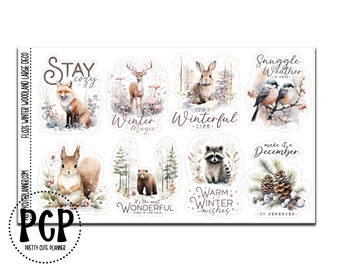 Winter Woodland Planner Stickers  - Planner stickers- Decorative stickers - Journaling Stickers - Quote Stickers - Christmas Stickers