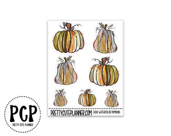 Watercolor pumpkins decorative stickers - Fall Pumpkin Stickers - Fall Stickers