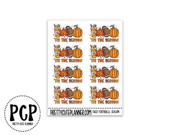 Football Tis the season stickers - fall coffee stickers - fall pumpkin stickers - decorative planner stickers