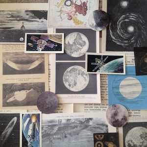 Kit de correspondência Space & Stars Ephemera - papéis vintage - diário de viagem - caderno de viagem