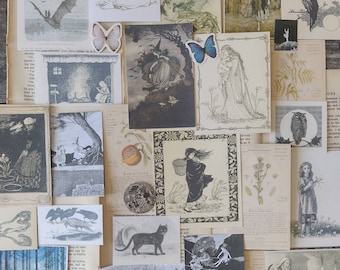 Witchy Ephemera Pen Pal Kit - Grimoire Vintage Papiere - Witch Junk Journal
