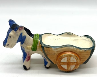 Vintage Donkey Pulling a Cart / Made in Japan / Kitch Decor / Succulent Planter