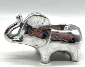 Silvertone Elephant Candle Holder / Trinket Dish